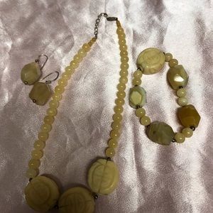 Necklace, bracelet and earrings